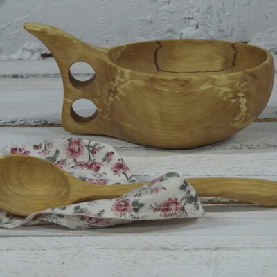 Kasepuust kausi ja lusika komplekt